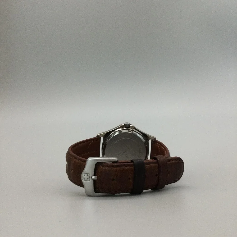 Vintage Wenger SAK Design Mens Watch 35mm Brown Leather NOT RUNNING FOR PARTS